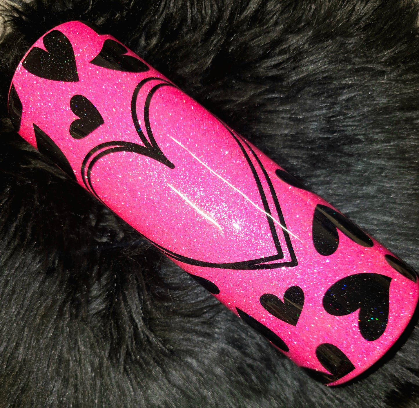 30oz Pink with Black Hearts Tumbler