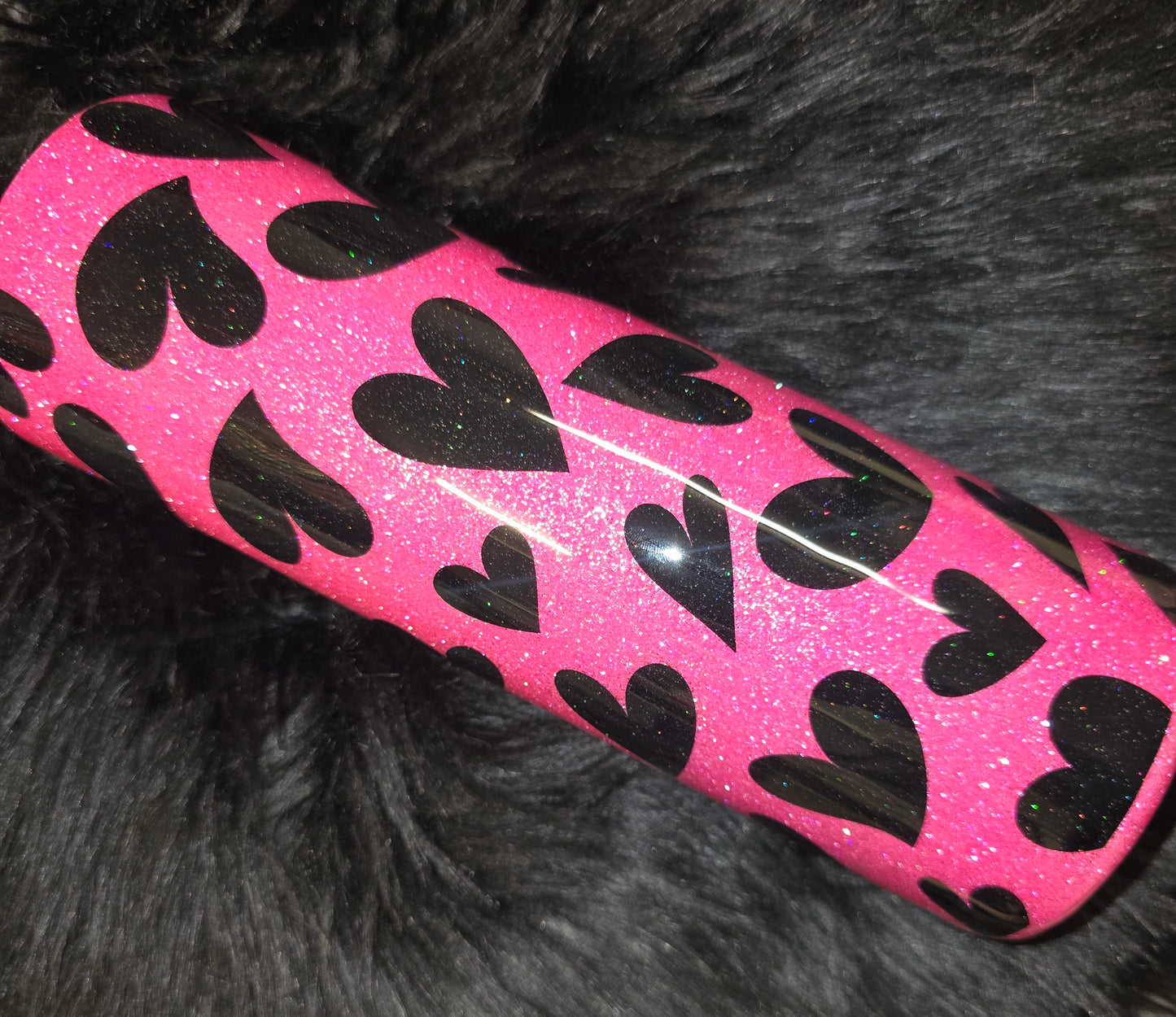 30oz Pink with Black Hearts Tumbler
